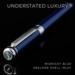 Scriveiner Classic Rollerball Pen, Medium Point, 0.7 mm, Midnight Blue/Silver Barrel, Black Ink