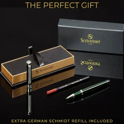 Scriveiner Classic Rollerball Pen, Medium Point, 0.7 mm, British Racing Green/Silver Barrel, Black Ink