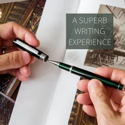Scriveiner Classic Rollerball Pen, Medium Point, 0.7 mm, British Racing Green/Silver Barrel, Black Ink