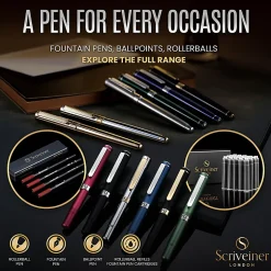 Scriveiner EDC Luxury Fountain Pen, Medium Nib, 0.7 mm, Copper Barrel, Black And Blue