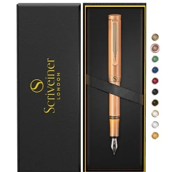 Scriveiner EDC Luxury Fountain Pen, Medium Nib, 0.7 mm, Copper Barrel, Black And Blue