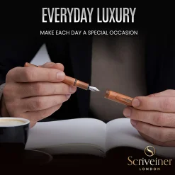Scriveiner EDC Luxury Fountain Pen, Medium Nib, 0.7 mm, Copper Barrel, Black And Blue
