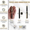 Scriveiner EDC Luxury Fountain Pen, Medium Nib, 0.7 mm, Black Barrel, Black And Blue