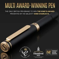 Scriveiner EDC Luxury Fountain Pen, Medium Nib, 0.7 mm, Black Barrel, Black And Blue