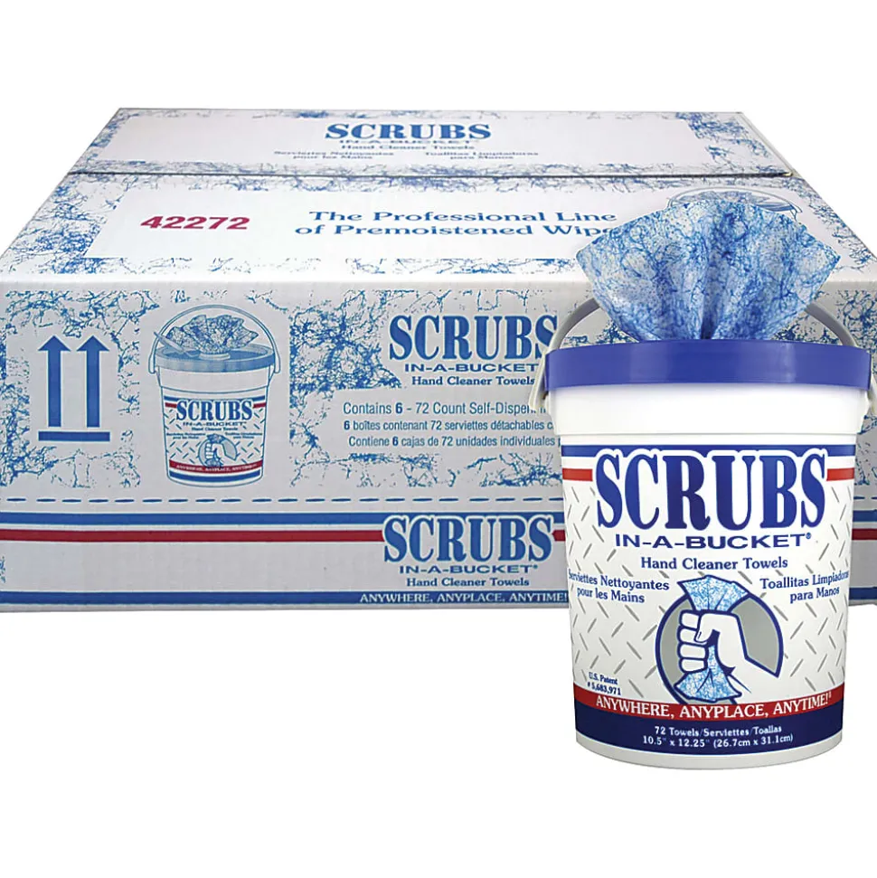 SCRUBS® Hand Cleaner Towels, 72 Towels Per Box, Carton Of 6 Boxes