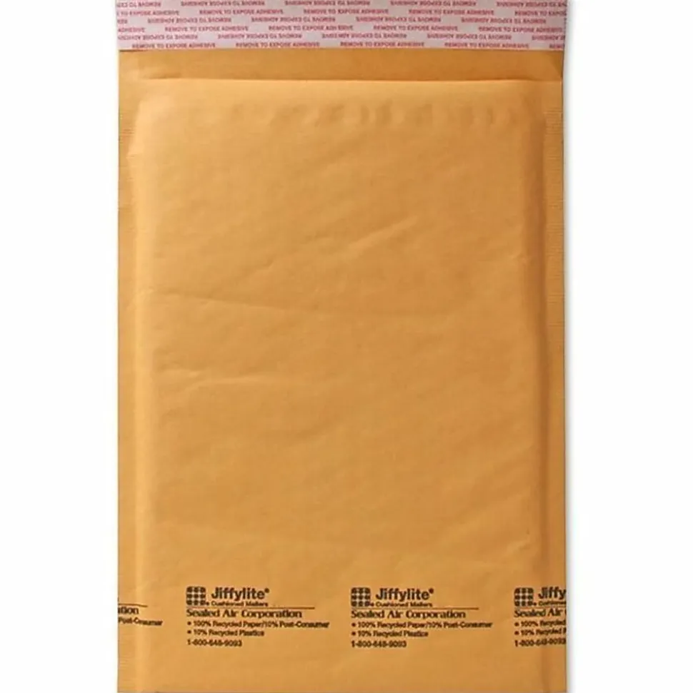 Sealed Air Self-Seal Bubble Mailers, 9 1/2" x 14 1/2", Kraft, Case Of 100