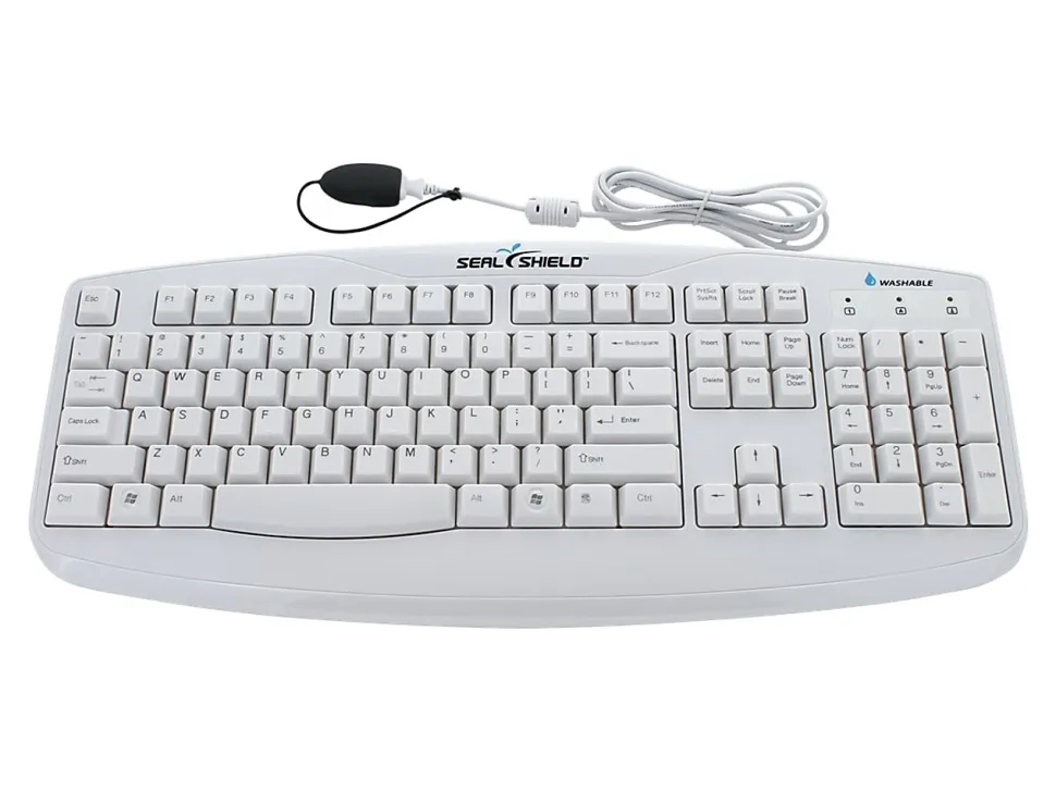 Seal Shield Silver Storm Wired Keyboard, White, STWK503