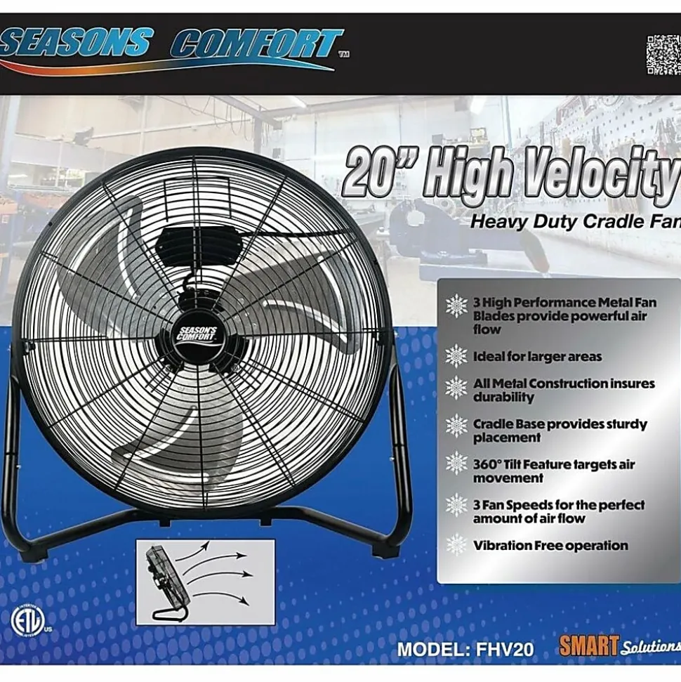 Seasons Comfort™ 3-Speed High-Velocity Heavy-Duty Floor Fan, 20-In., Black