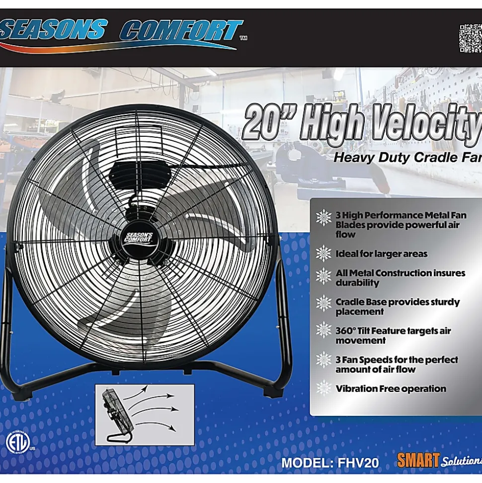 Seasons Comfort™ 3-Speed High-Velocity Heavy-Duty Floor Fan, 20-In., Black