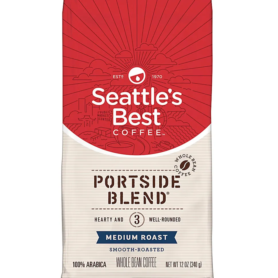 Seattle's Best Coffee® Whole Bean Coffee, Level 3, Light Roast, 12 Oz Per Bag