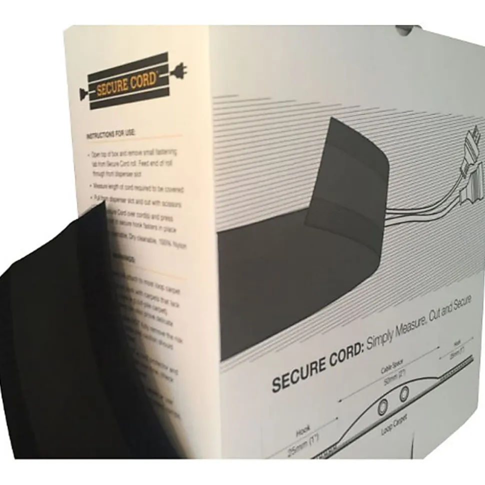 SecureCord Cable Management for Carpets, Black, Nylon, ASC5B