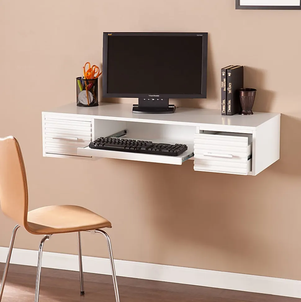 SEI Furniture Simon Wall Mount 42"W Writing Desk, White