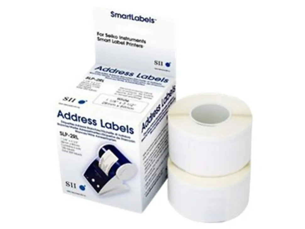 Seiko SmartLabel Address Labels, SKPSLP2RL, Rectangle, 1-1/8" x 3-1/2", White, 130 Labels Per Roll, Box Of 2 Rolls