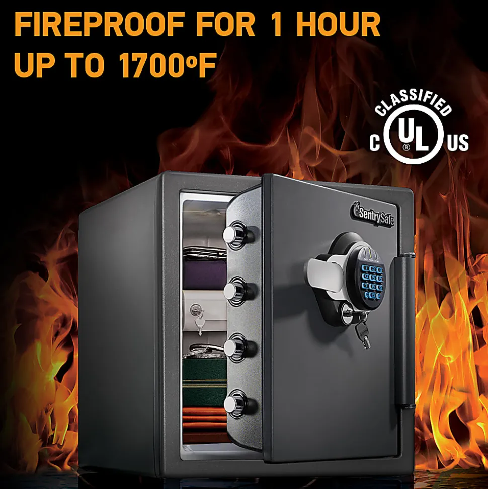 SentrySafe Fire-Safe® Electronic Safe, 1.23 Cu. Ft., Gunmetal Gray