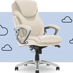 Serta®AIR™ Health & Wellness Ergonomic Bonded Leather High-Back Executive Office Chair, Cream