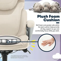Serta®AIR™ Health & Wellness Ergonomic Bonded Leather High-Back Executive Office Chair, Cream