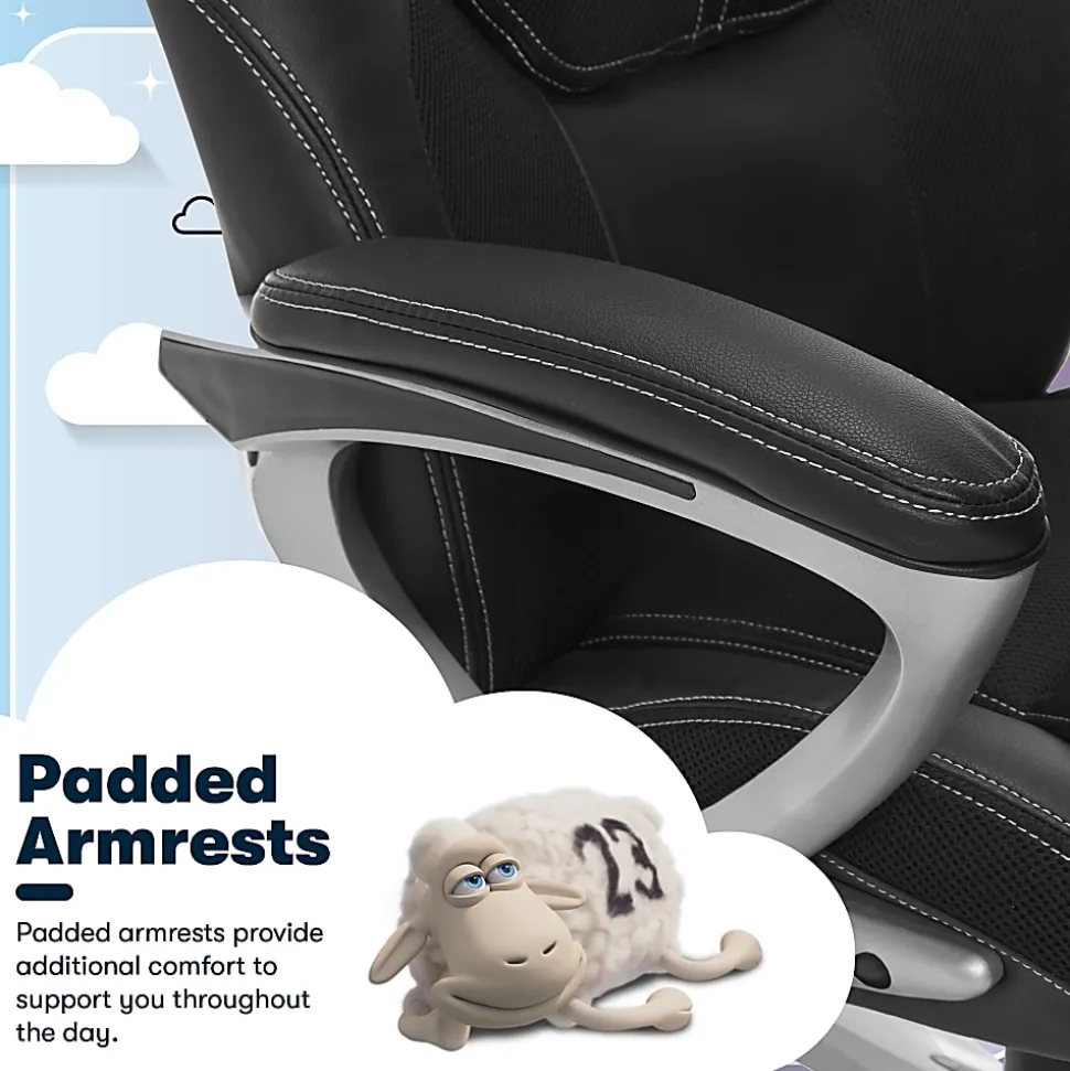 Serta® Amplify Bonded Leather/Mesh High-Back Office Chair, Black/Silver