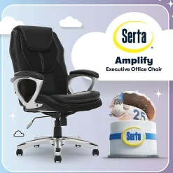 Serta® Amplify Bonded Leather/Mesh High-Back Office Chair, Black/Silver