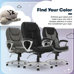 Serta® Amplify Bonded Leather/Mesh High-Back Office Chair, Black/Silver