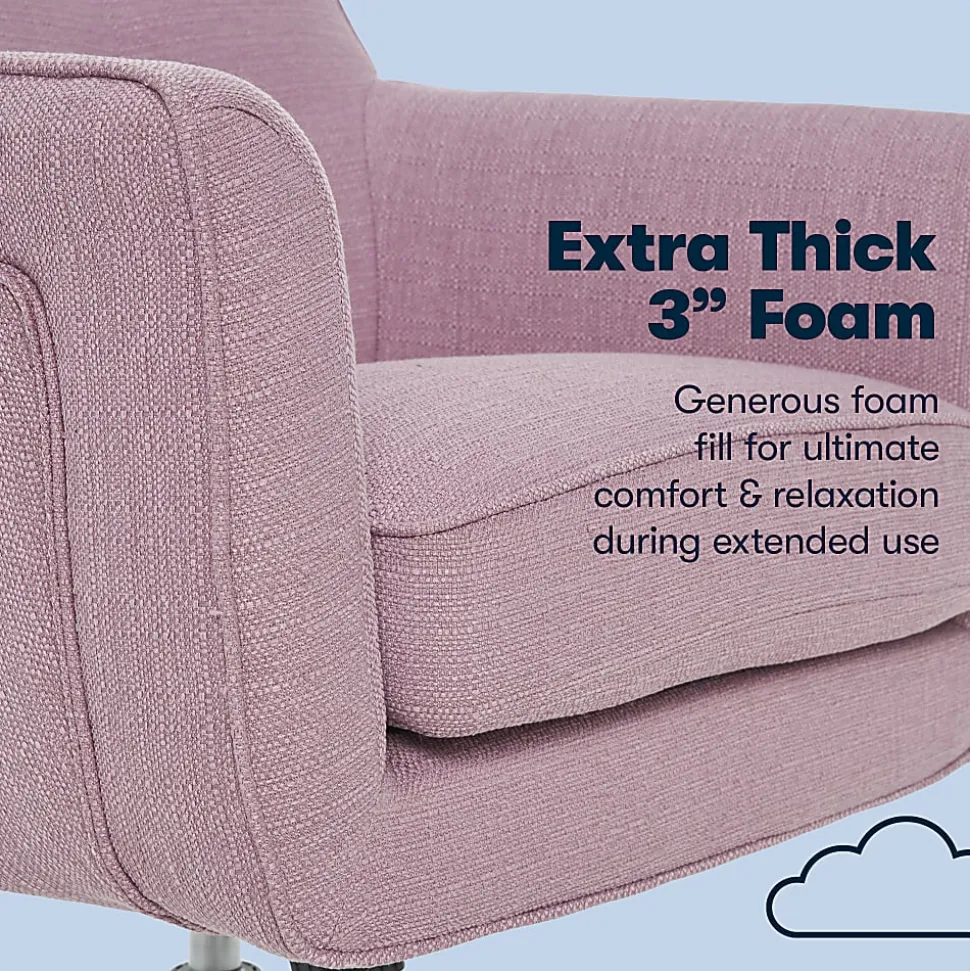 Serta® Ashland Home Mid-Back Office Chair, Twill Fabric, Lilac/Chrome