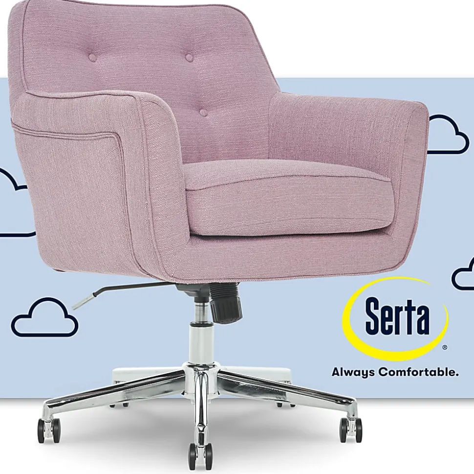 Serta® Ashland Home Mid-Back Office Chair, Twill Fabric, Lilac/Chrome