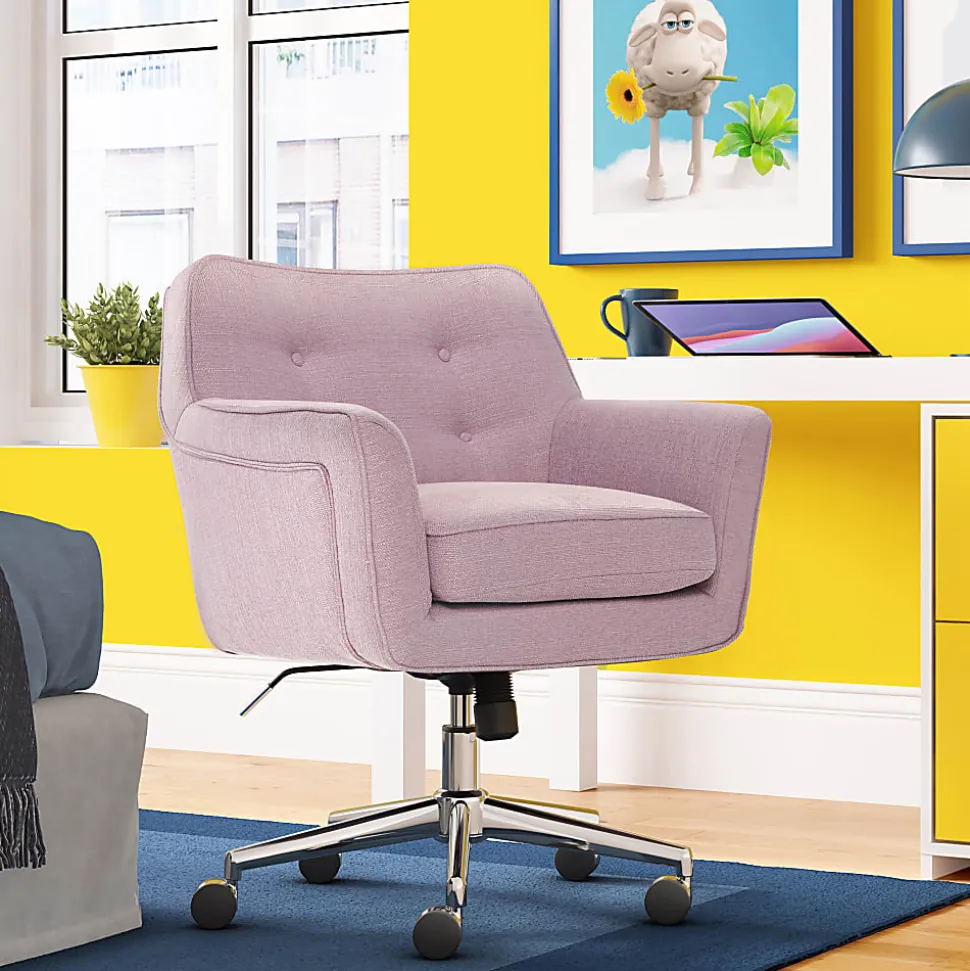 Serta® Ashland Home Mid-Back Office Chair, Twill Fabric, Lilac/Chrome