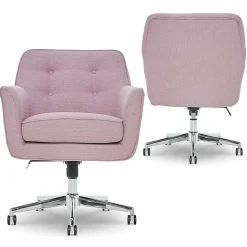 Serta® Ashland Home Mid-Back Office Chair, Twill Fabric, Lilac/Chrome
