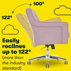 Serta® Ashland Home Mid-Back Office Chair, Twill Fabric, Lilac/Chrome