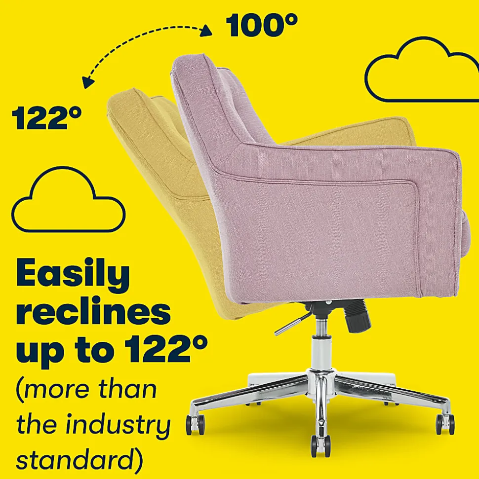 Serta® Ashland Home Mid-Back Office Chair, Twill Fabric, Lilac/Chrome