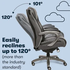 Serta® Baxter Big & Tall Ergonomic Bonded Leather High-Back Chair, Black/Gray