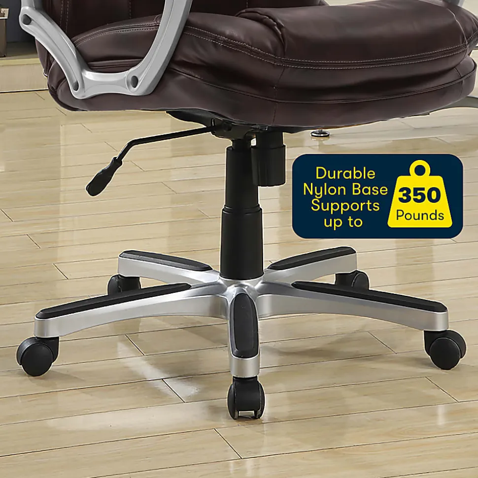 Serta® Benton Big And Tall High-Back Chair, Roasted Chestnut/Silver