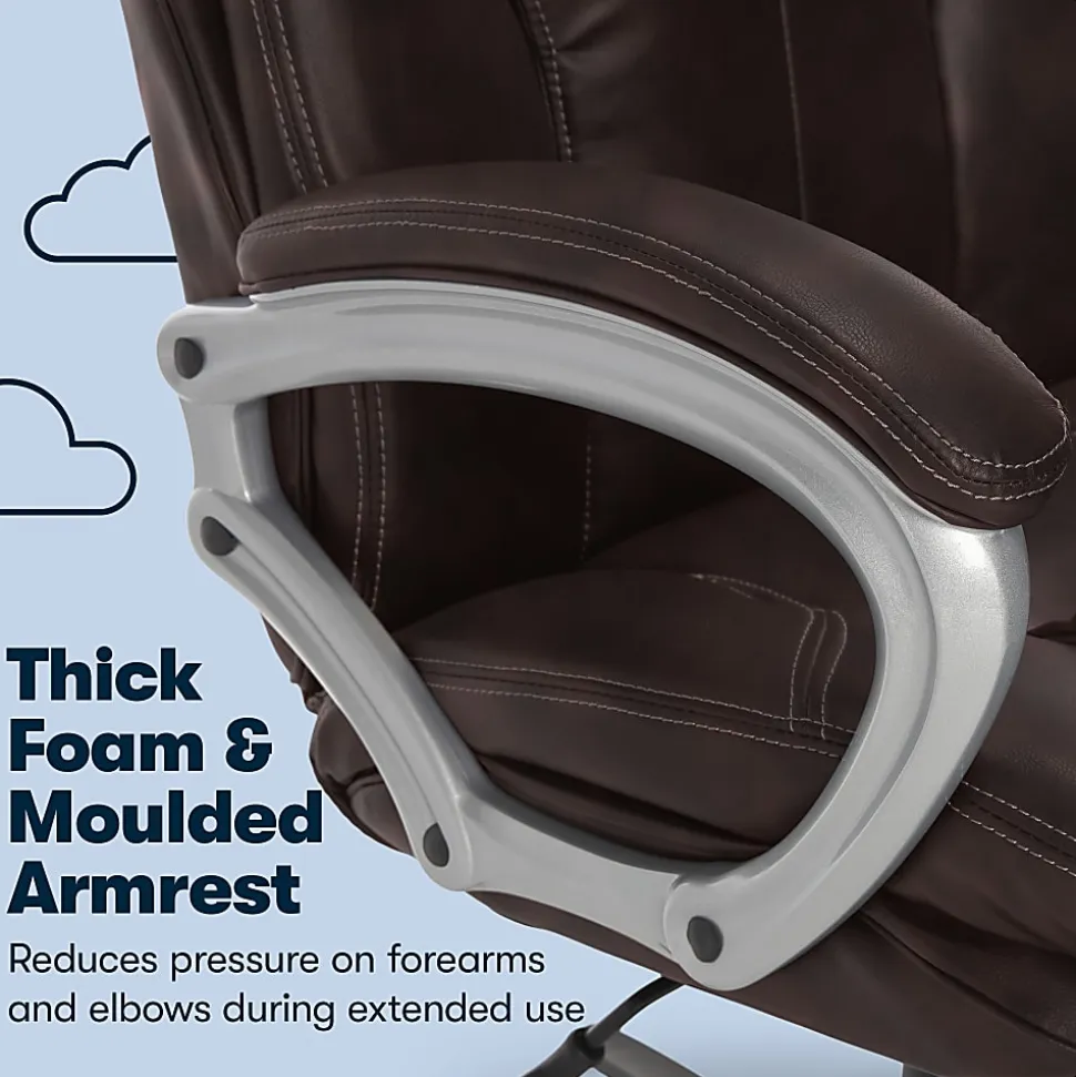 Serta® Benton Big And Tall High-Back Chair, Roasted Chestnut/Silver