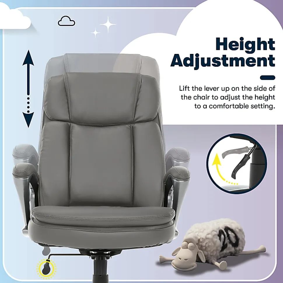 Serta® Big And Tall Ergonomic Bonded Leather High-Back Office Chair, Gray/Silver
