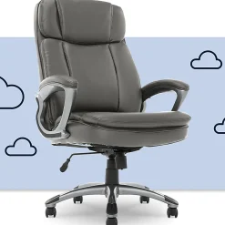 Serta® Big And Tall Ergonomic Bonded Leather High-Back Office Chair, Gray/Silver