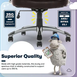 Serta® Big And Tall Ergonomic Bonded Leather High-Back Office Chair, Old Chestnut/Silver