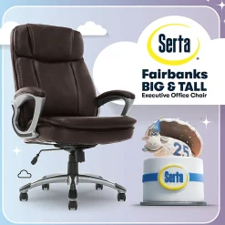 Serta® Big And Tall Ergonomic Bonded Leather High-Back Office Chair, Old Chestnut/Silver
