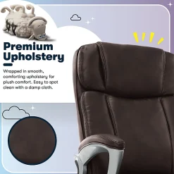 Serta® Big And Tall Ergonomic Bonded Leather High-Back Office Chair, Old Chestnut/Silver