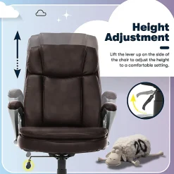 Serta® Big And Tall Ergonomic Bonded Leather High-Back Office Chair, Old Chestnut/Silver