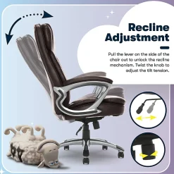 Serta® Big And Tall Ergonomic Bonded Leather High-Back Office Chair, Old Chestnut/Silver