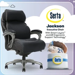 Serta® Big And Tall Smart Layers™ Tranquility Ergonomic Bonded Leather High-Back Chair With AIR™ Technology, Black/Slate
