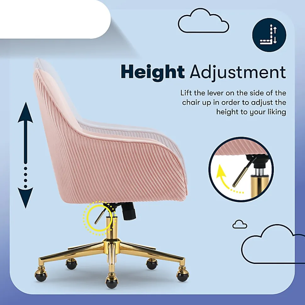 Serta® Chloe Ergonomic Fabric Mid-Back Home Office Chair, Pink