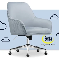 Serta® Chloe Ergonomic Fabric Mid-Back Home Office Chair, Ash Blue