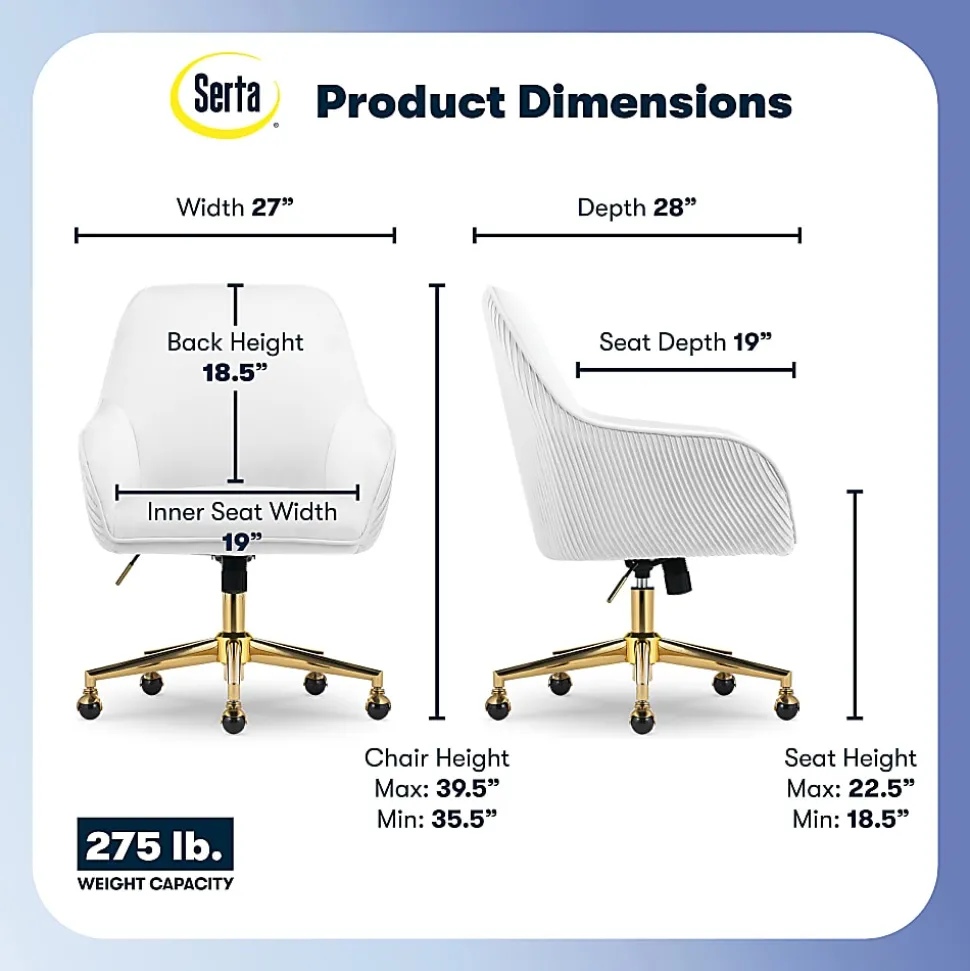 Serta® Chloe Ergonomic Fabric Mid-Back Home Office Chair, Off-White