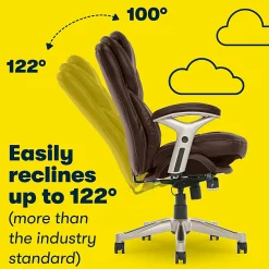 Serta® Claremont Ergonomic Bonded Leather Mid-Back Office Chair, Old Chestnut/Silver