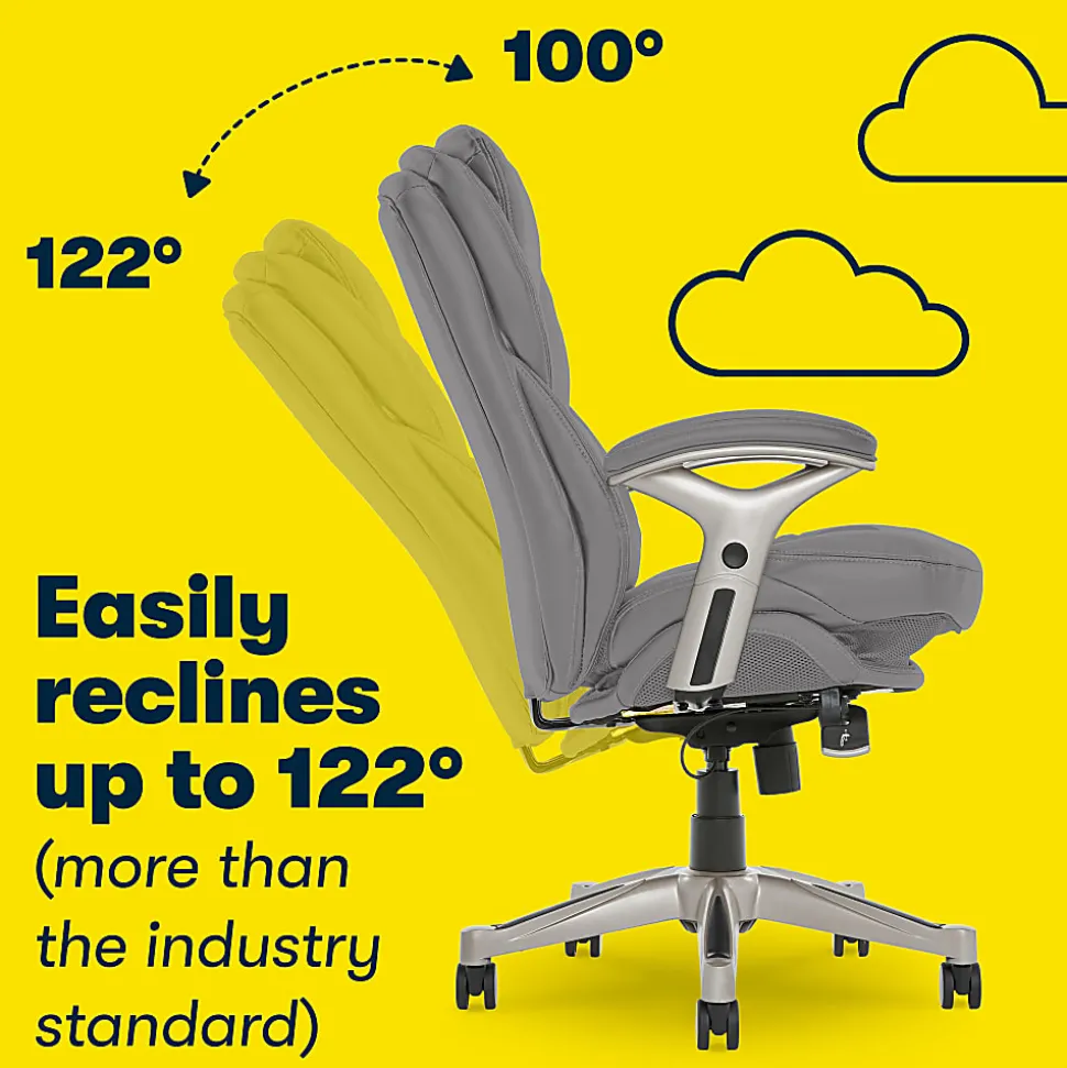 Serta® Claremont Ergonomic Bonded Leather Mid-Back Office Chair, Gray