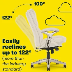 Serta® Claremont Ergonomic Bonded Leather Mid-Back Office Chair, Ivory/Silver