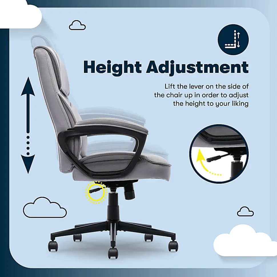 Serta® Comfort Classic Ergonomic Fabric High-Back Executive Office Chair, Gray