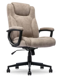Serta® Comfort Eco Ergonomic Velvet Mid-Back Office Chair, Light Brown