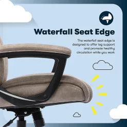 Serta® Comfort Eco Ergonomic Velvet Mid-Back Office Chair, Light Brown