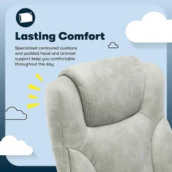 Serta® Comfort Eco Ergonomic Velvet Mid-Back Office Chair, Light Gray